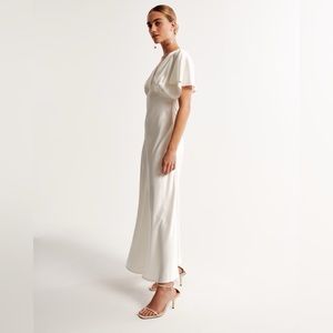 Abercrombie Flutter Sleeve Satin Maxi Dress